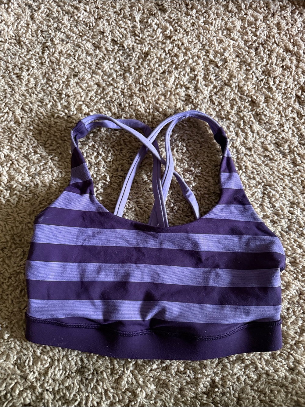 lululemon athletica Purple Striped Crossback Sports Bra
